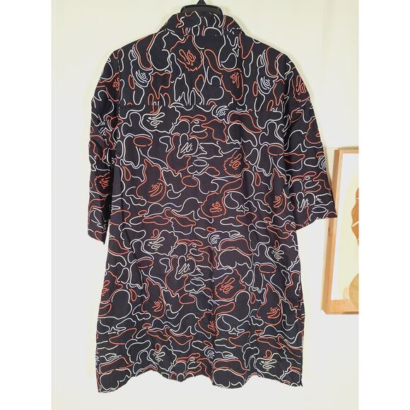 Vodka Men's Retro Squiggly Lines Button-Up Short-Sleeved Shirt - Picture 4 of 5